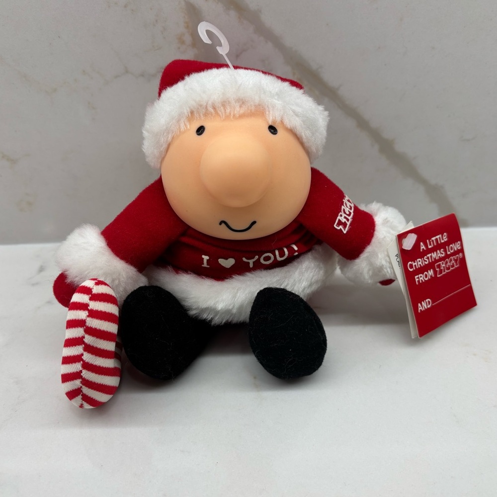 Vintage Ziggy Plush Doll Candy Cane I Love You Christmas Vinyl Face with Tags